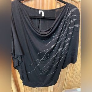 Beautiful formal blouse. Black with sequins. Size Medium. Cotton blend